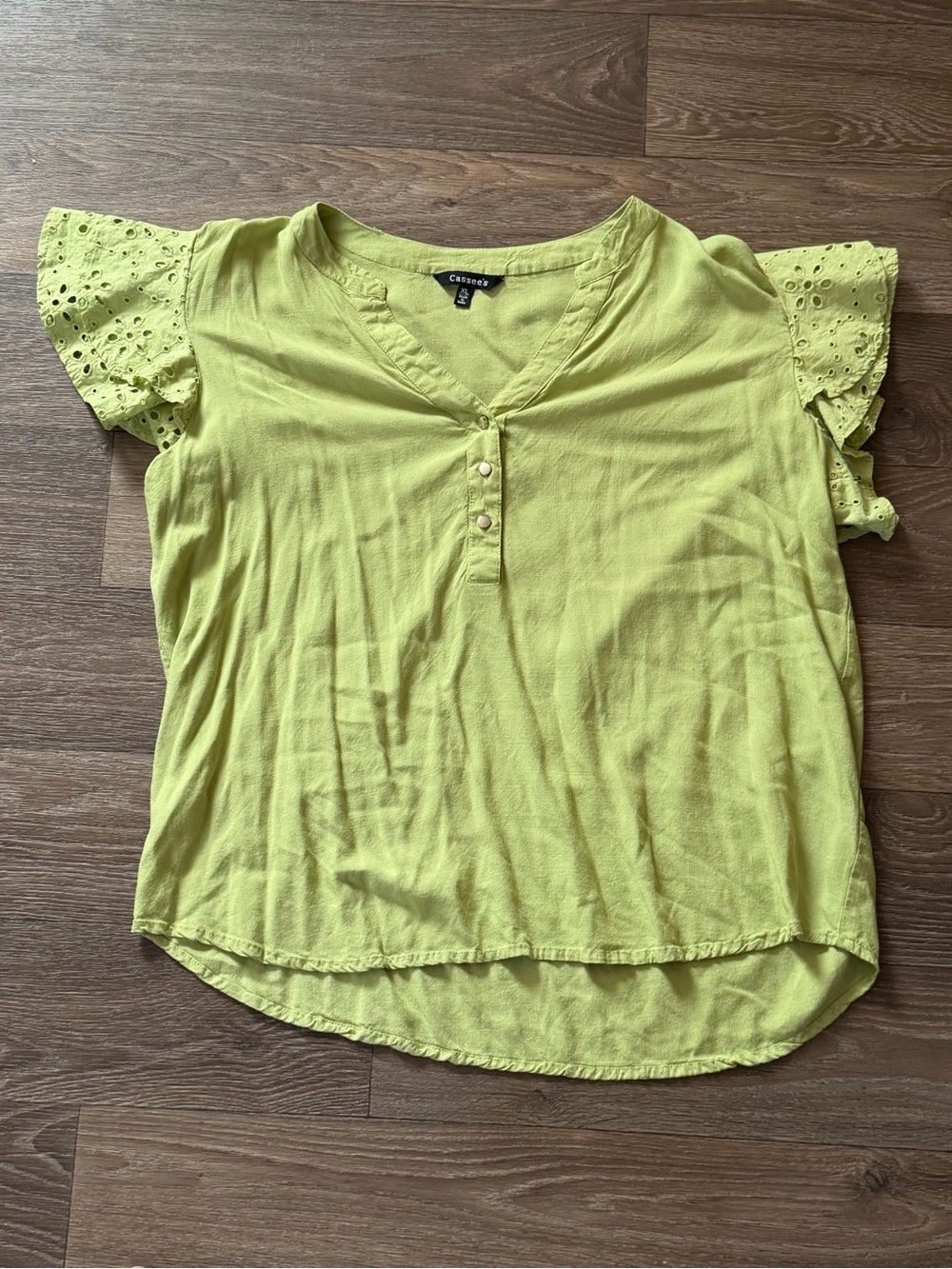 Cassee's Green Henley Style Blouse XL